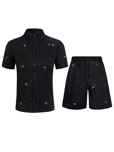 Conjunto de Camisa Brillante y Pantalón Corto para Hombre - Image 22