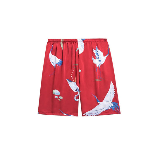Pijama Corto de Seda para Hombre - Diseño Grúa Primavera Verano - Image 3