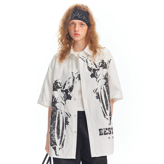 Camisa Casual Estampada en Blanco y Negro para Hombre - Image 13