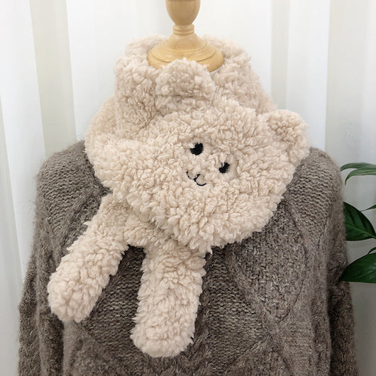 Bufanda Térmica de Lana Cordero con Diseño Osito Adorable para Invierno - Image 7