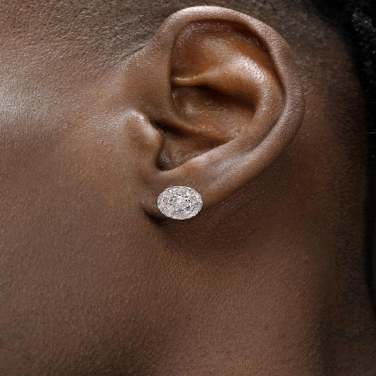 Aretes de Plata Esterlina 925 con Diamante Texturizado para Hombre - Image 3
