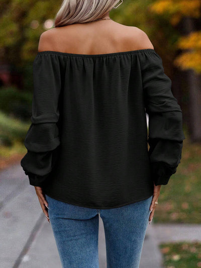 Blusa Elegante Hombros Descubiertos Manga Larga para Otoño e Invierno - Image 9