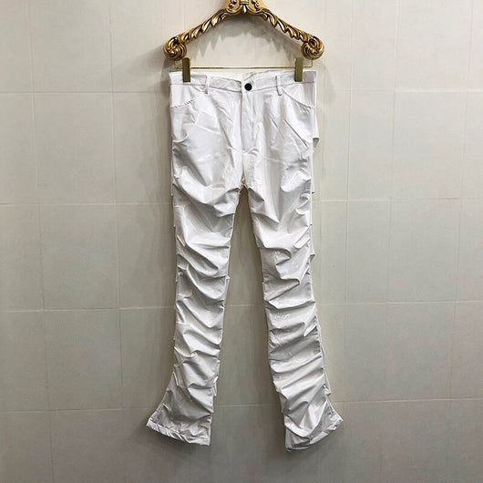 Pantalones de Cuero Plisados Acampanados Mirror Fit para Hombre y Mujer - Image 10