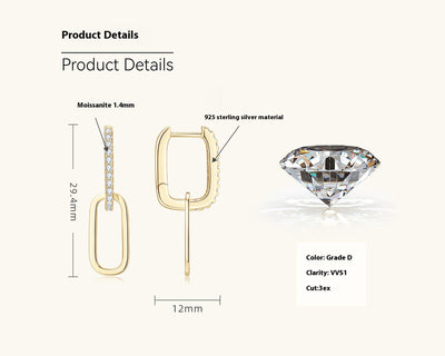 Aretes de Plata S925 Moissanita Doble Aro Diseño Luxury Nicho con Borla - Image 15