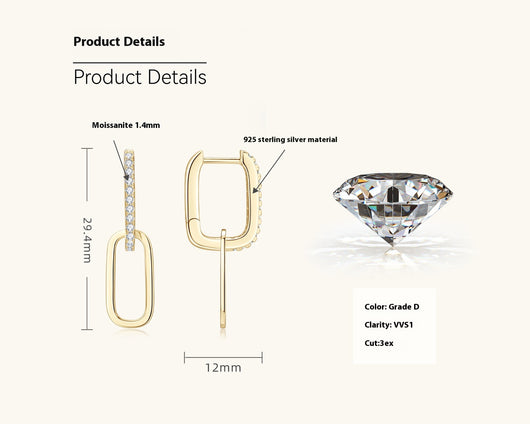 Aretes de Plata S925 Moissanita Doble Aro Diseño Luxury Nicho con Borla - Image 15