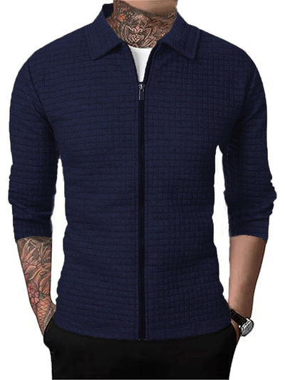 Cardigan Tipo Waffle con Solapa para Hombre - Casual y Versátil - Image 9