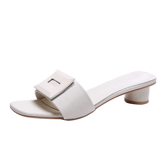 Sandalias con Hebilla Cuadrada Gruesa Versátil