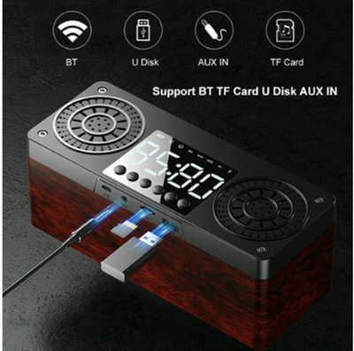 Reloj Parlante Bluetooth de Madera con Subwoofer Retro - Image 13