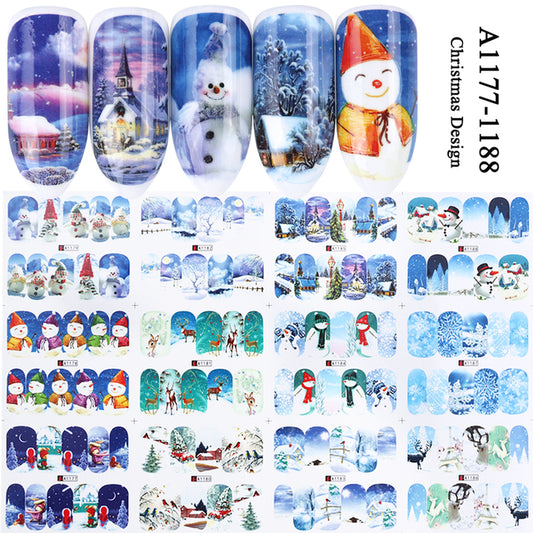 12 Pegatinas Navideñas para Uñas con Diseños de Animales Tiernos y Pluma Incluida - Image 2