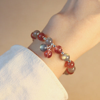 Pulsera de Piedra de Luna Gris Natural con Cristal de Fresa - Image 6