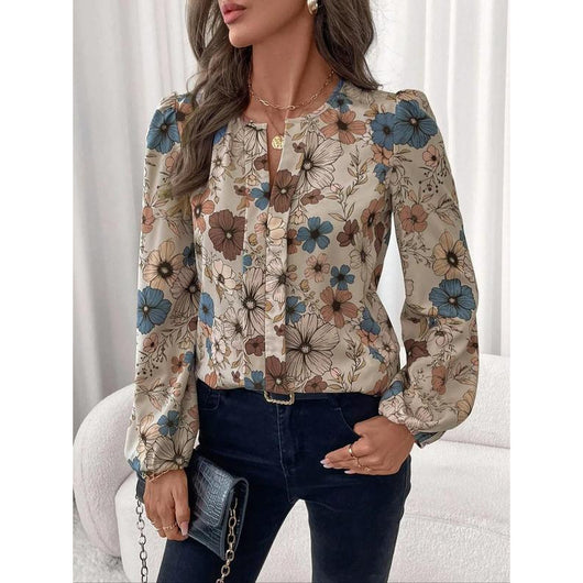 Blusa Elegante con Cuello Camisero y Estampado Floral - Image 6