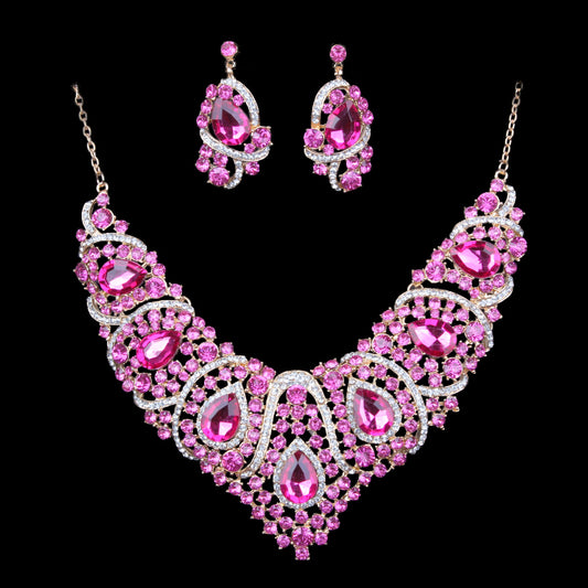 Juego de Collar y Aretes Nupciales Coloridos