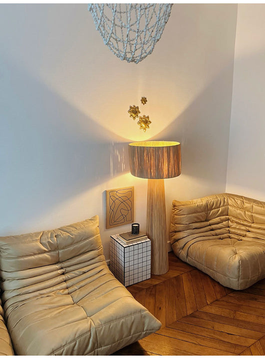 Lámpara de Mesita Retro Tejida a Mano en Ratán para Dormitorio - Image 9
