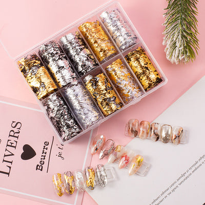 Papeles de Diseño Nail Art Cielo Estrellado con Láminas Doradas - Image 9