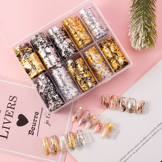 Papeles de Diseño Nail Art Cielo Estrellado con Láminas Doradas - Image 9