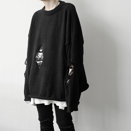 Suéter Rasgado de Color Liso para Hombre - Otoño e Invierno - Image 6