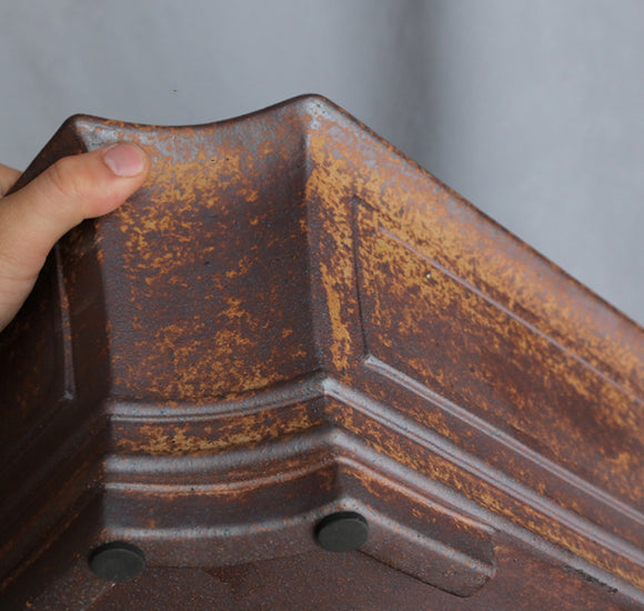 Maceta Rectangular de Cerámica Púrpura con Textura Kui