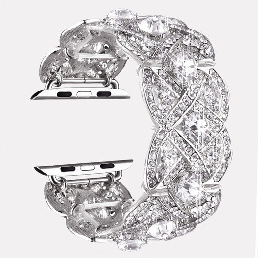 Correa de Reloj Metal Flor de Cuatro Pétalos con Diamantes