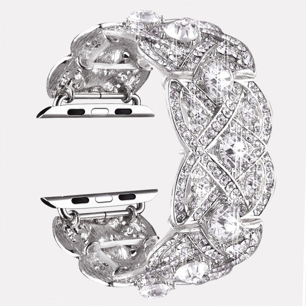 Correa de Reloj Metal Flor de Cuatro Pétalos con Diamantes
