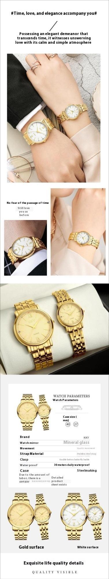Reloj de Cuarzo Elegante con Esfera Redonda, Acero Inoxidable y Cristal de Zafiro - Image 15