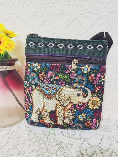 Bolso Bandolera Bordado Étnico con Elefante y Mariposa Estilo Chino - Image 10