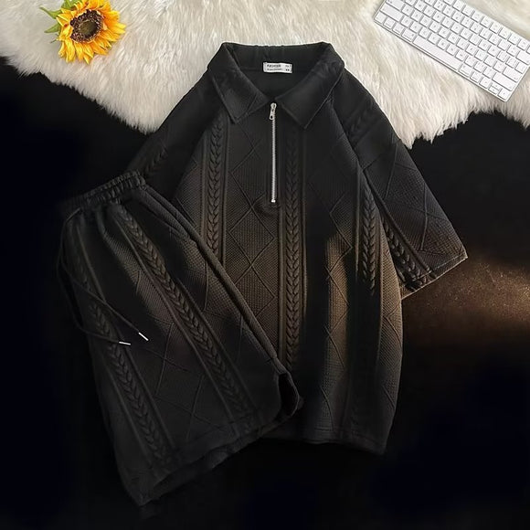 Conjunto de Polo Waffle, Camiseta y Shorts