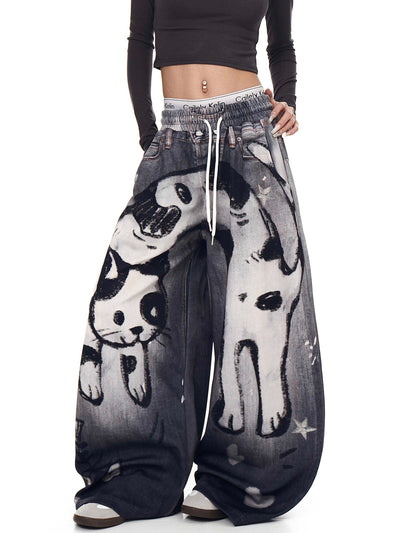 Pantalones de Chándal Gato Graffiti Estampados para Hombre y Mujer - Image 3