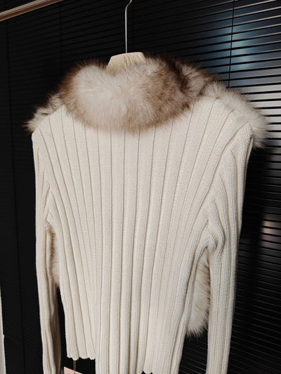 Suéter Slim Fit Ecológico con Patchwork de Lana y Detalles de Piel - Colección Invierno - Image 12