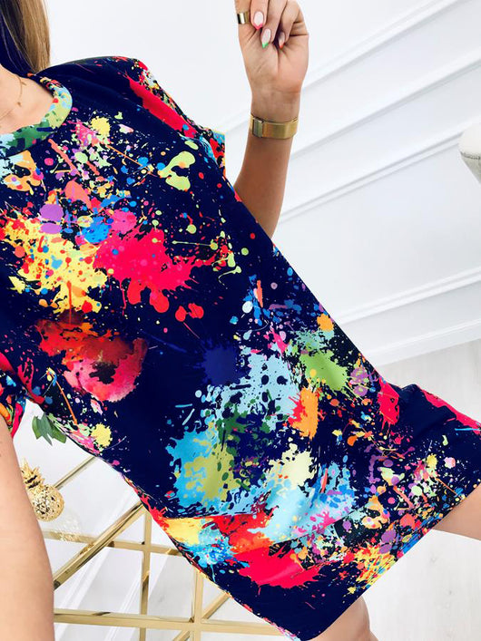 Vestido Casual Estampado con Salpicaduras de Color - Image 8