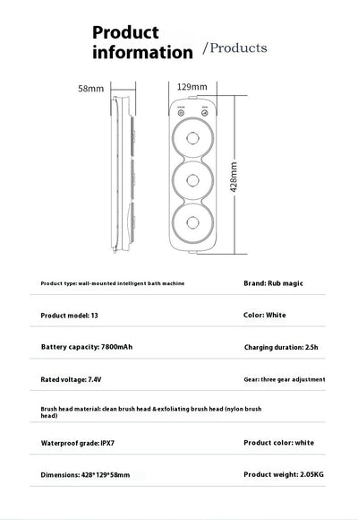 Three PBT brush head refills for an electric bath rubbing machine, packaged in a clear blister pack with a teal backing. - Image 13