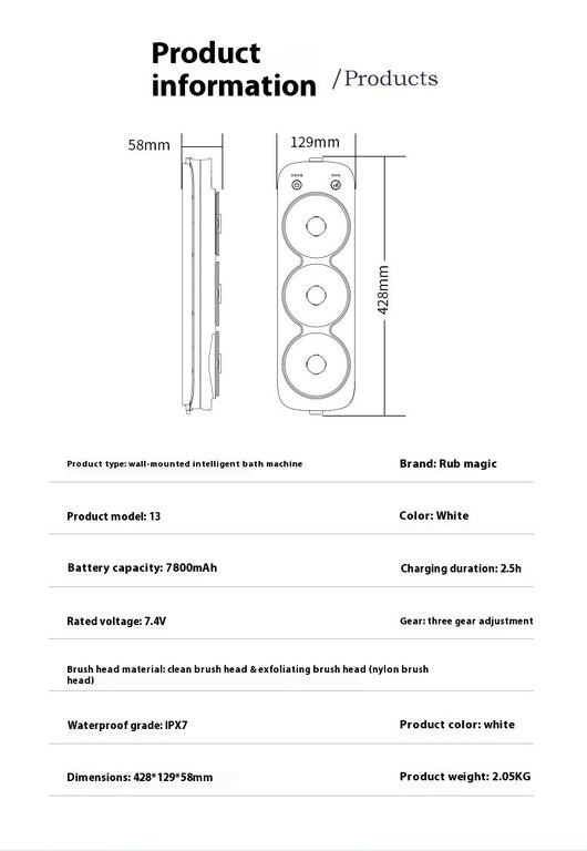Three PBT brush head refills for an electric bath rubbing machine, packaged in a clear blister pack with a teal backing. - Image 13