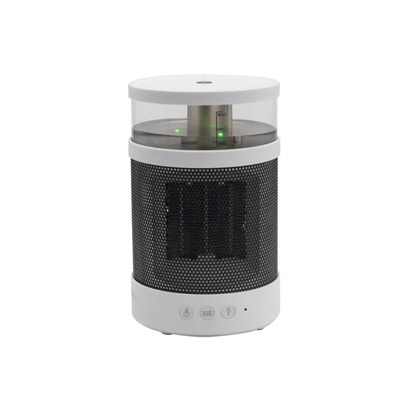 White and black 3-in-1 space heater with humidifier and night light, featuring a mesh grille and control buttons. - Image 8