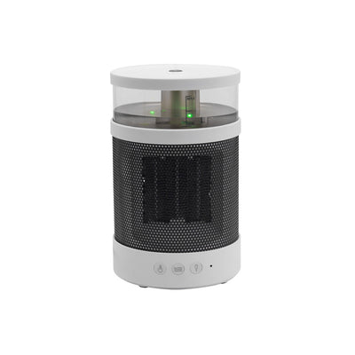 White and black 3-in-1 space heater with humidifier and night light, featuring a mesh grille and control buttons. - Image 8