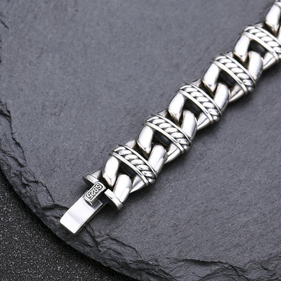 Pulsera de Plata Esterlina con Diseño de Nariz de Cerdo - Estilo Personalidad Grueso - Image 3