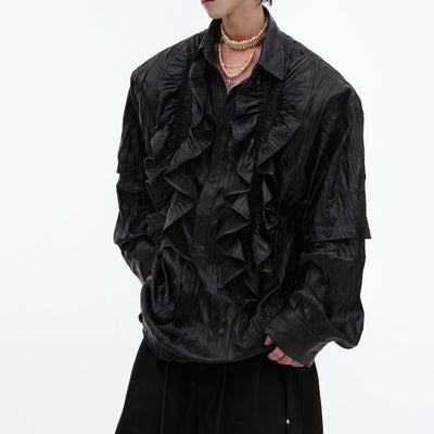 Camisa de Manga Larga con Diseño de Fruncido y Costuras Decorativas - Image 9