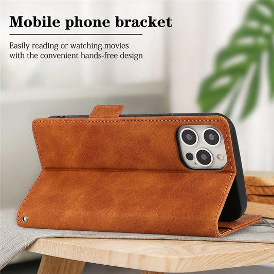 Funda Cartera Protectora de Cuero con Soporte para Tarjetas