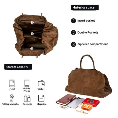 Bolso Tote Retro de Cuero Gamuza Premium para el Día a Día - Image 3