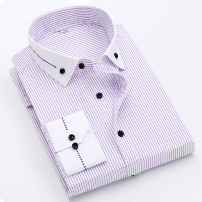 Camisa Casual de Manga Larga con Estampado en Colores Sólidos para Hombre - Image 8