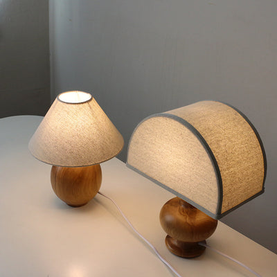 Lámpara de Mesa Mesita de Noche en Lino y Madera Maciza - Image 18