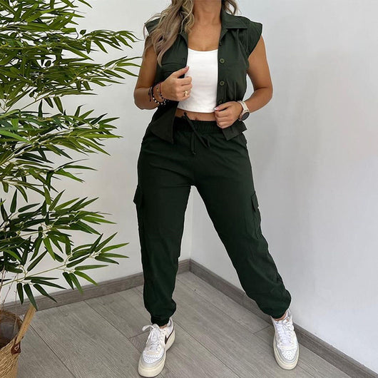 Traje Ejecutivo Femenino: Blusa y Pantalón de Solapa Elegante - Image 4