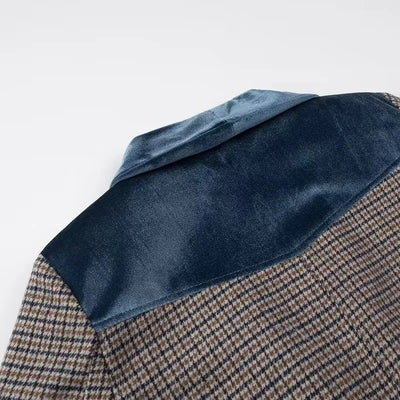 Abrigo de Lana a Cuadros Combinado para Mujer - Image 17