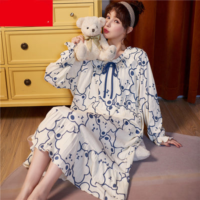 Pijama Largo de Algodón Puro para Mujer - Otoño e Invierno - Image 2