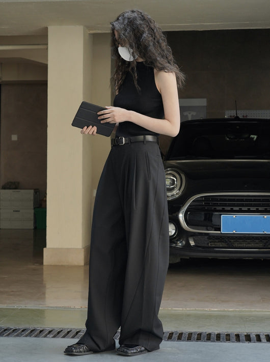 Pantalón Casual Holgado de Cintura Alta con Textura para Mujer - Image 10