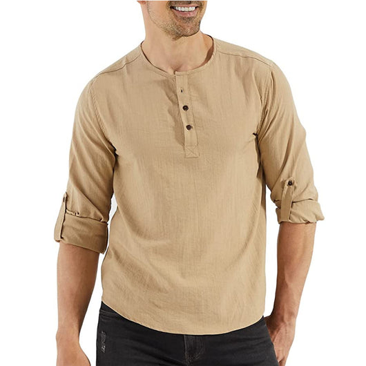Camisa Casual de Algodón y Lino para Hombre - Image 2
