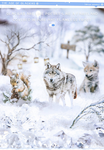 A set of 25 PET stickers featuring winter landscapes, ice castles, deer, wolves, and an ice queen in a snowy fantasy theme. - Image 13