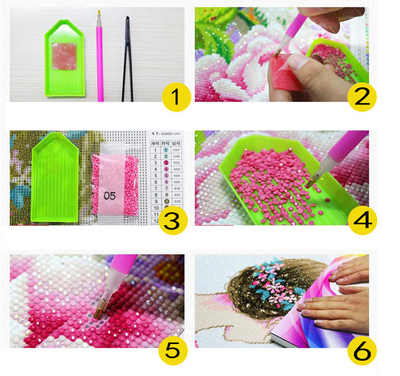 Kit Pintura de Diamantes 5D Peonía y Rosa - Punto de Cruz - Image 15