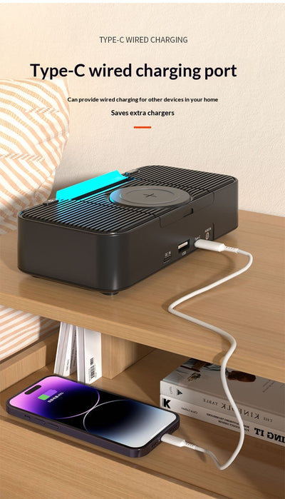 Lámpara Nocturna Inteligente con Carga Inalámbrica y Parlantes Bluetooth Duales - Image 12