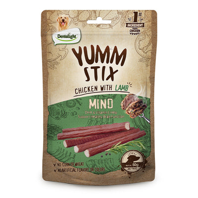 Dentalight Yumm Stix chicken with lamb dog treats, 50g pouch, supporting healthy brain function with DHA & Vitamin E. - Image 3