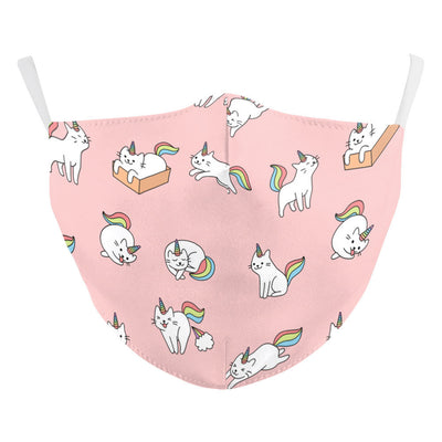 Black dust mask with a whimsical print featuring white unicorns, colorful donuts, yellow stars, and rainbows. - Image 14