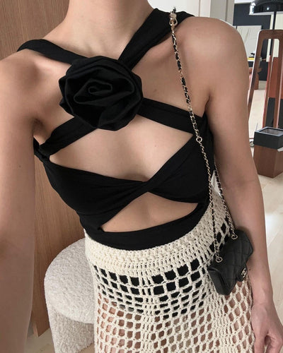 Jumpsuit Elegante con Flores en Relieve y Detalles Calados - Image 4